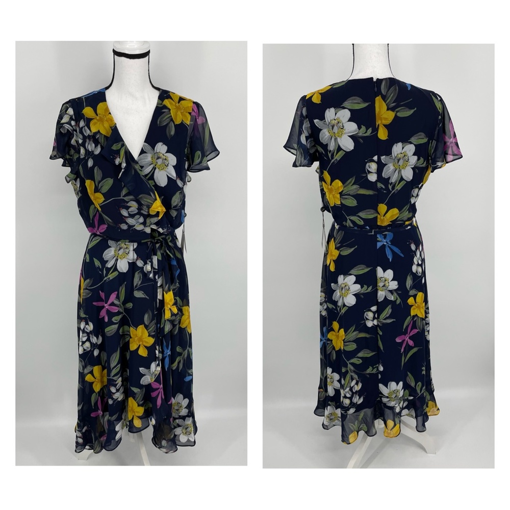 Adrianna Papell Floral Faux Wrap Dress - H67